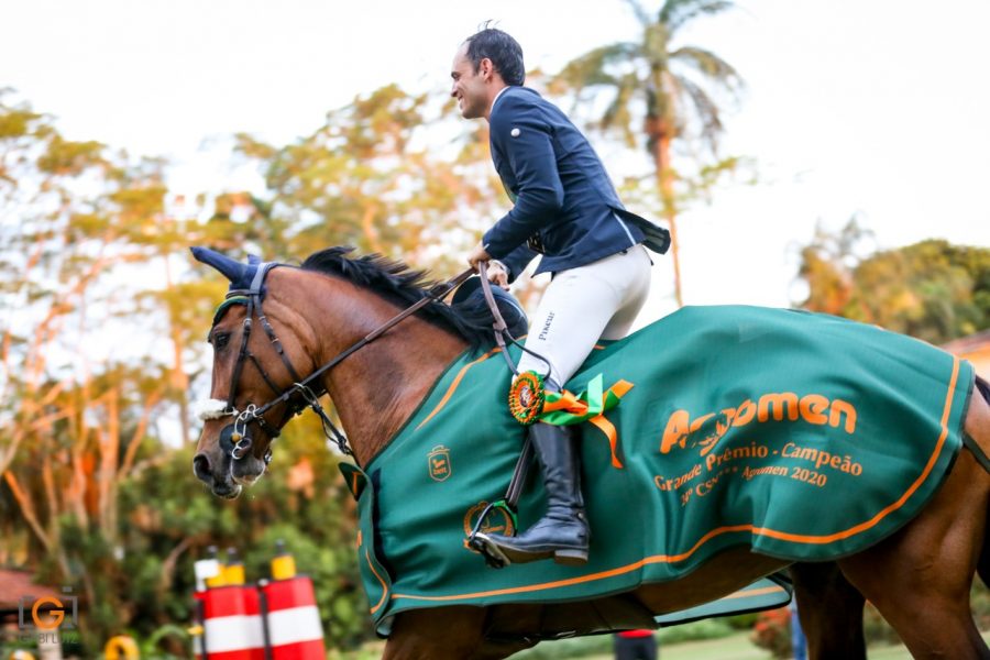 Cavaleiro olímpico Stephan Barcha e sua nova montaria Primavera Montana faturam GP no Haras Agromen